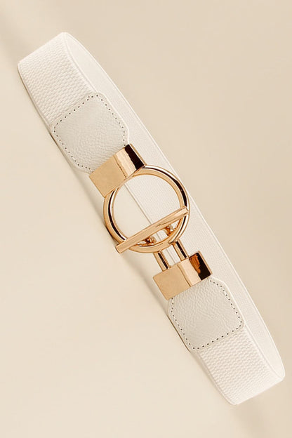 Circle Shape Buckle Zinc Alloy Buckle PU Leather Belt.