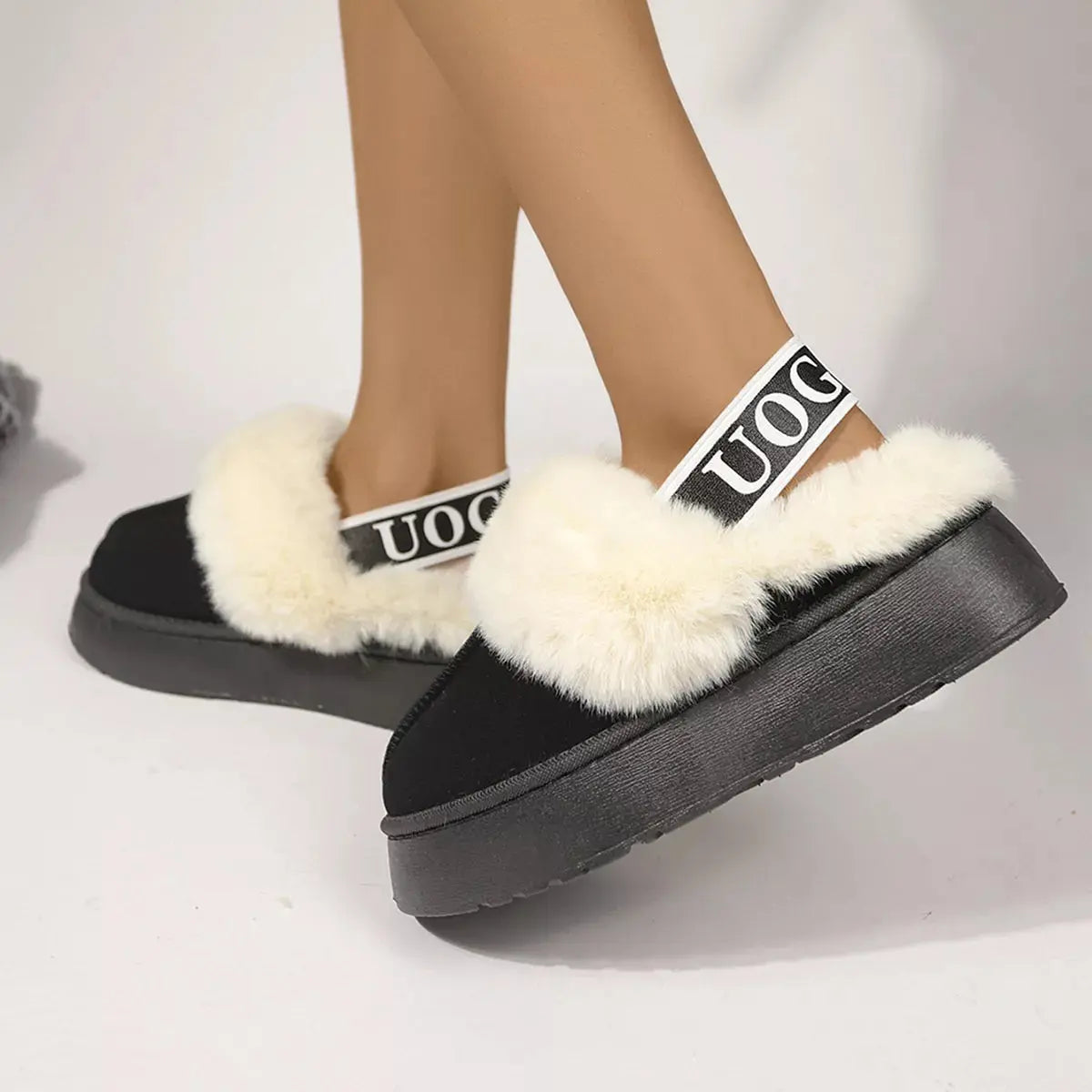 Round Toe Platform Ankle Boots With Faux Fur Lining Suede Rubber Sole Simply Love