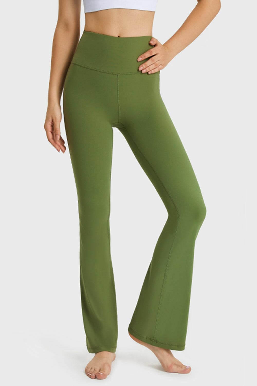 Elastic Waist Flare Yoga Pants.