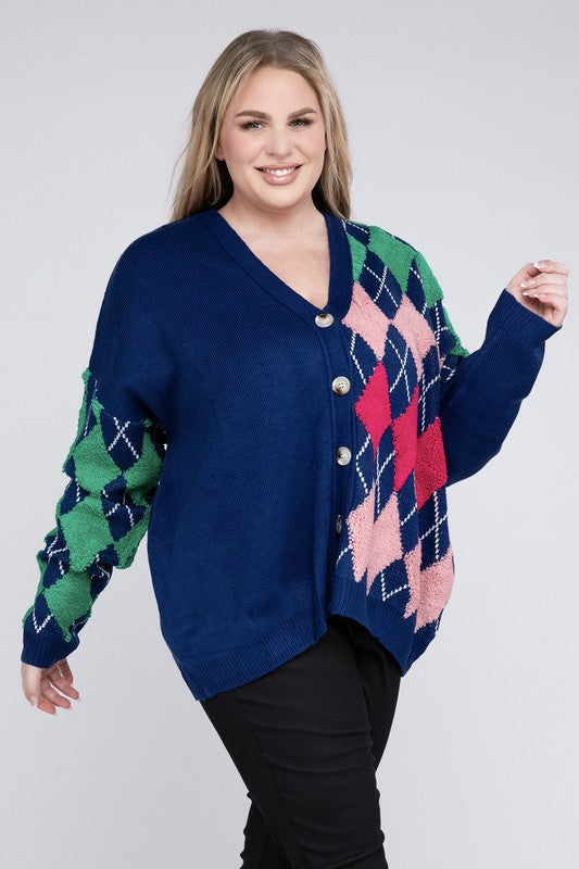 Chic Plus Size V Neck Button Cardi for Effortless Style