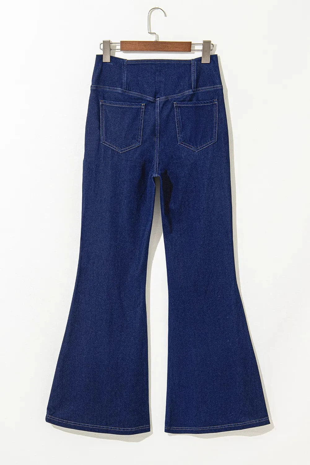 Asymmetric waist flare jeans