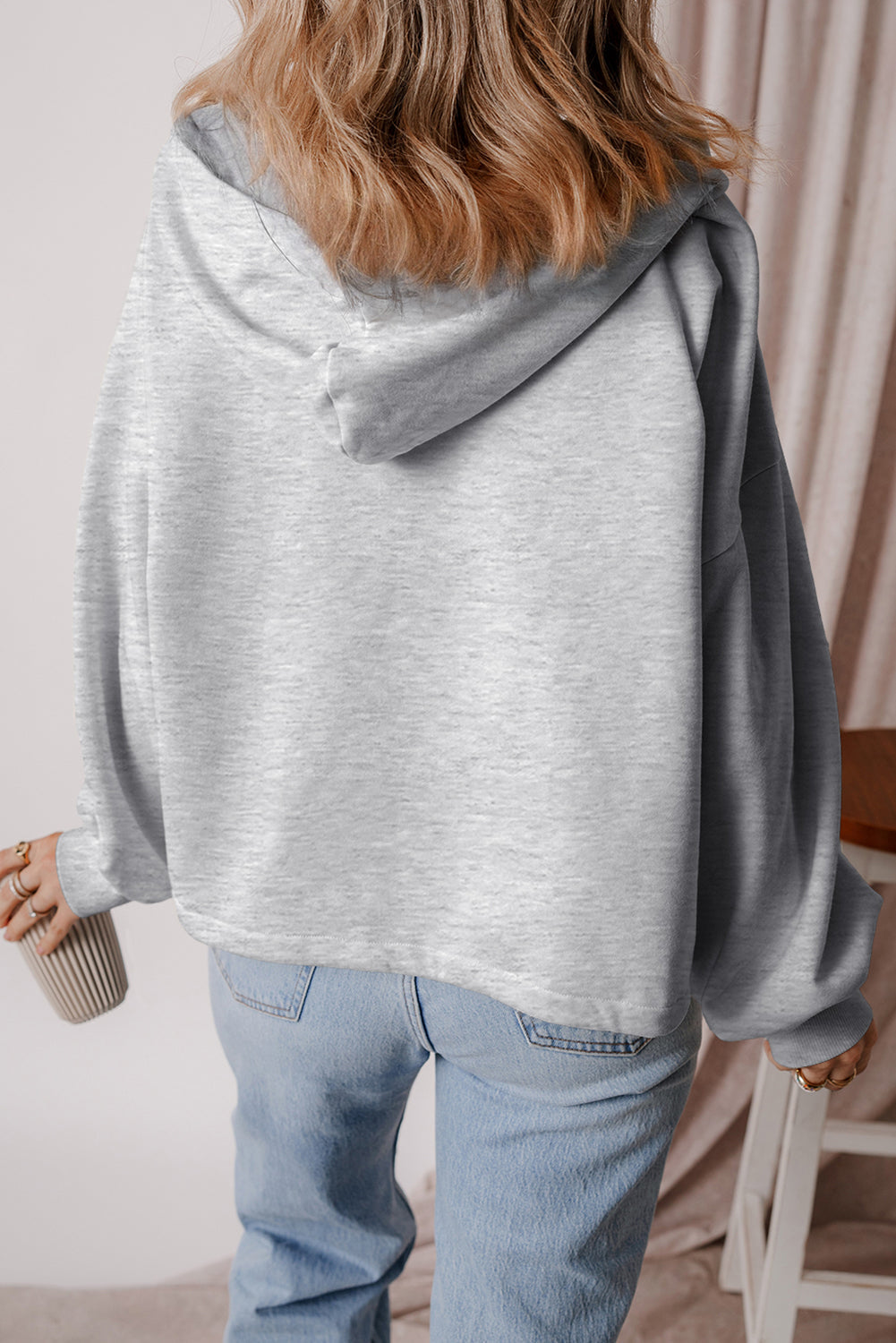 Kate Fleece Lined Half Zipper Hoodie with Kangaroo Pockets - Love Salve 