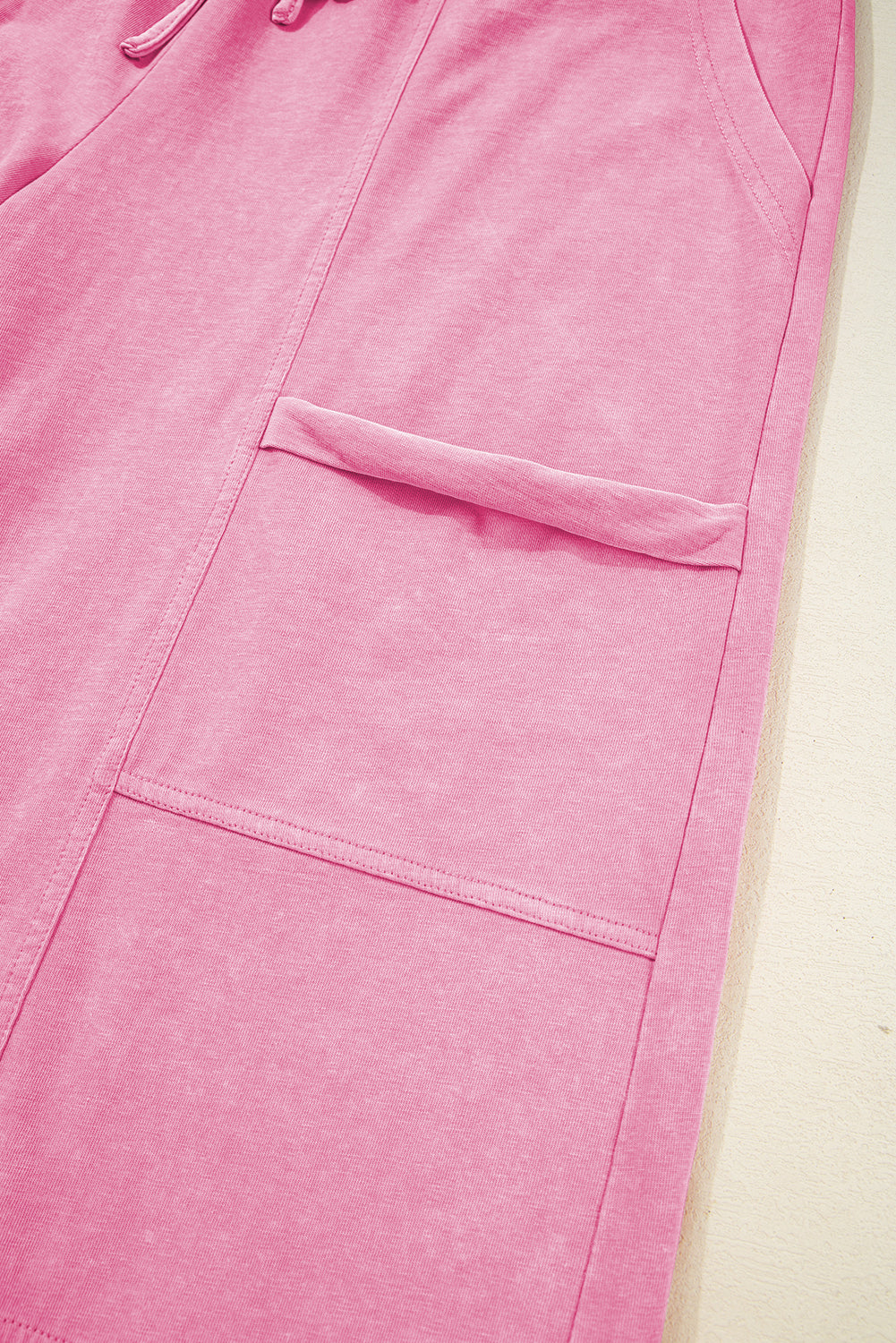 Bonbon Mineral Wash Exposed Seam Drawstring High Waist Cargo Pants