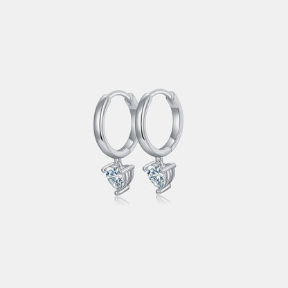 1 Carat Moissanite 925 Sterling Silver Heart Earrings.