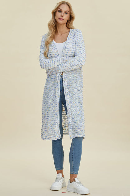 Double Take Full Size Open Front Longline Cardigan.