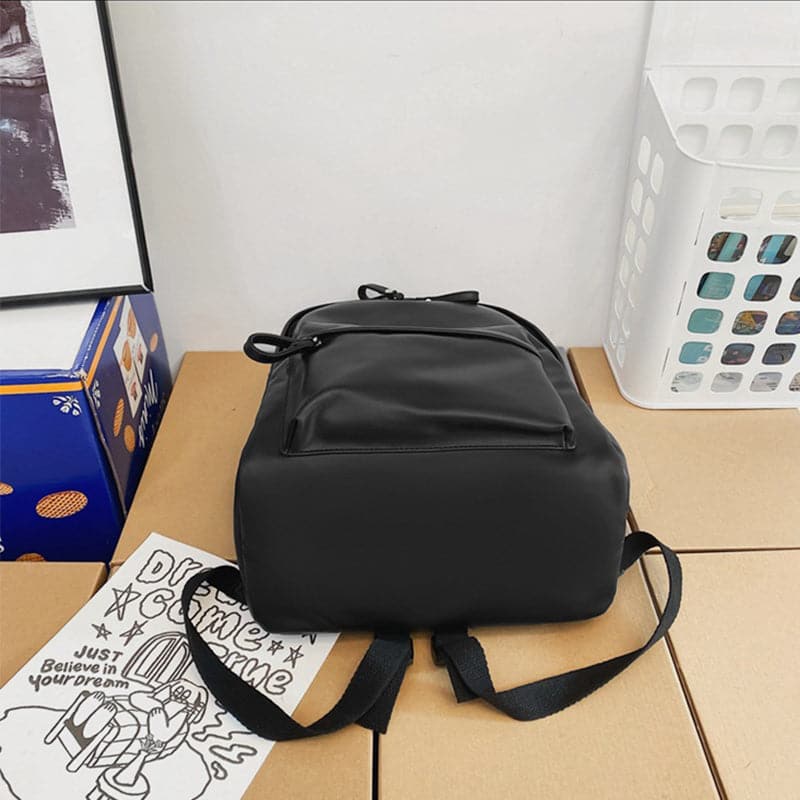 PU Leather Zip Backpack Bag.