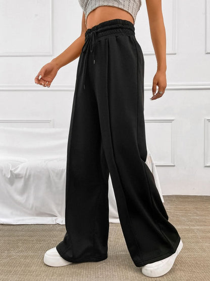 Chic wide leg pants with drawstring