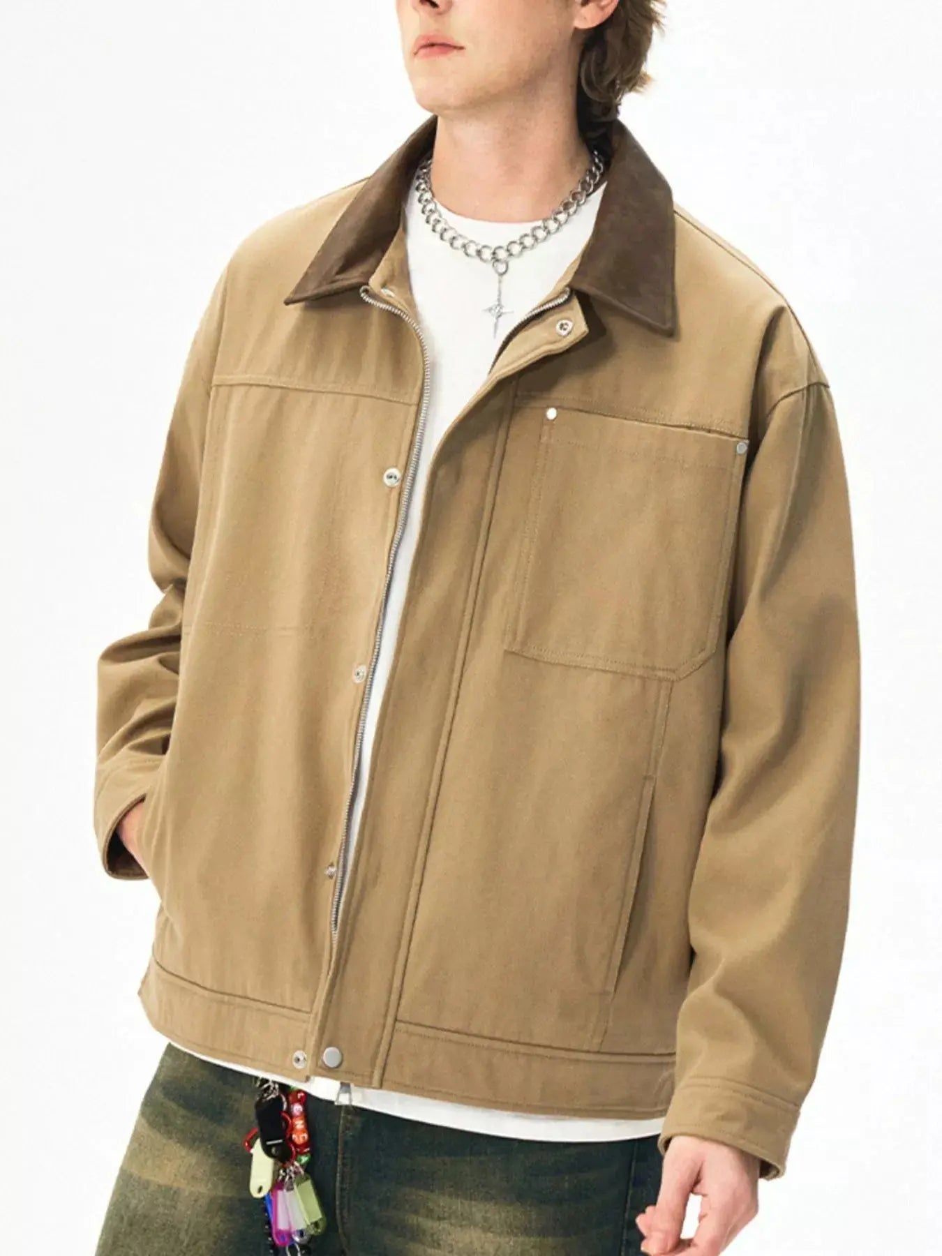 Men's Plus Size Snap Down Long Sleeve Jacket Simply Love