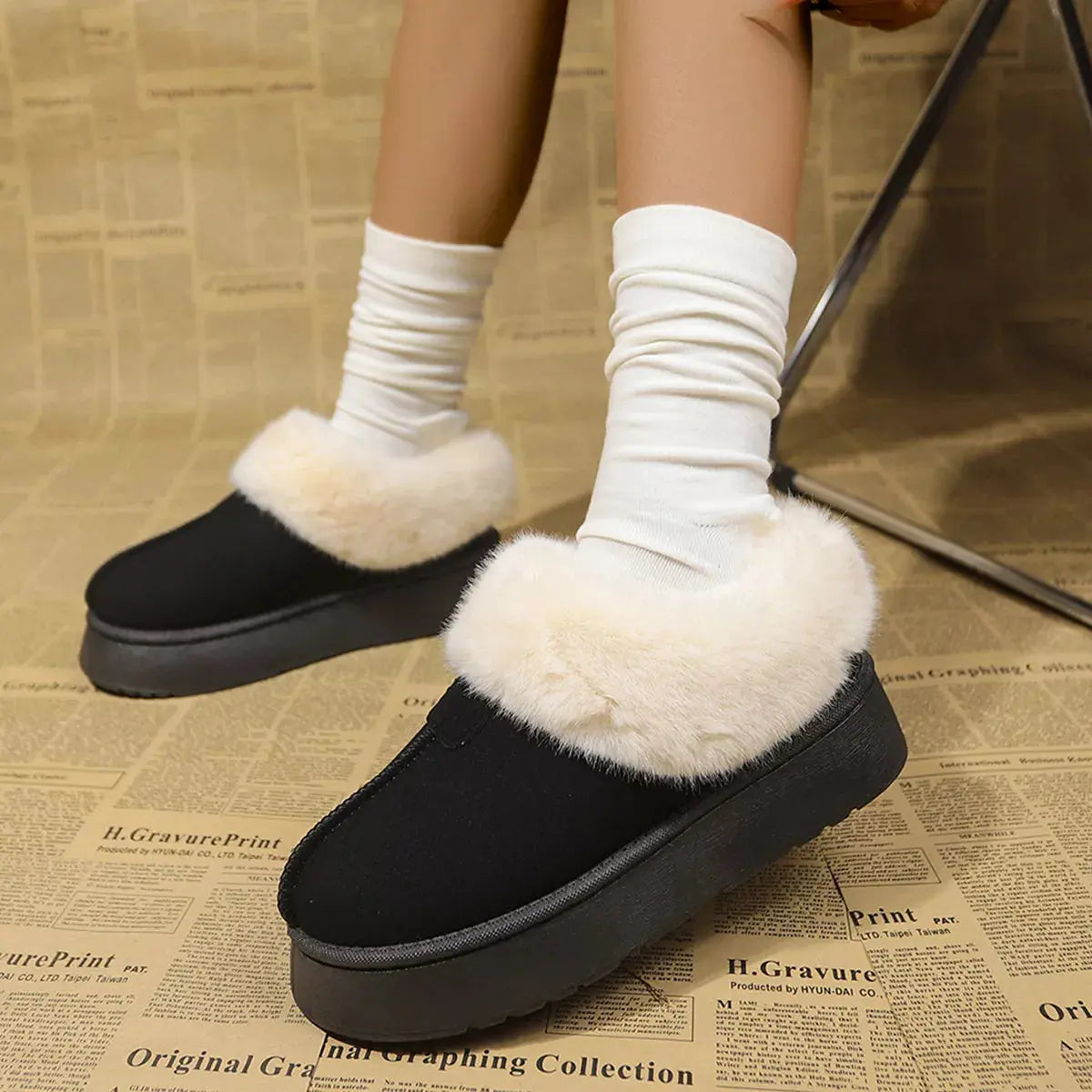 Fuzzy Platform Ankle Boots Simply Love