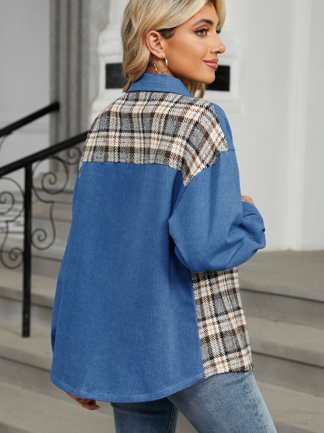 Chic plaid denim jacket for women