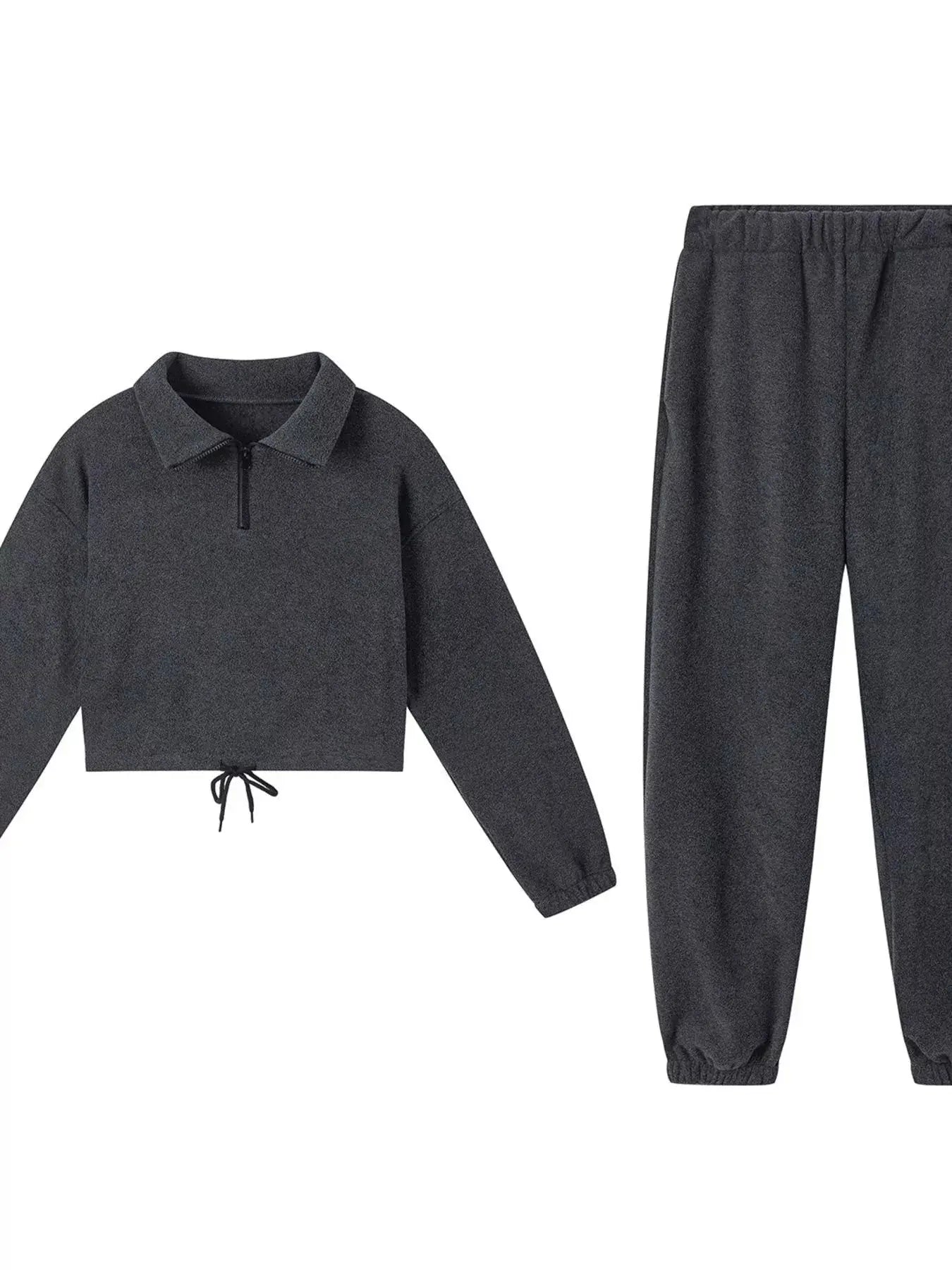White Fleece Quarter Zip Sweatshirt And Pants Set Two Piece Loungewear Simply Love