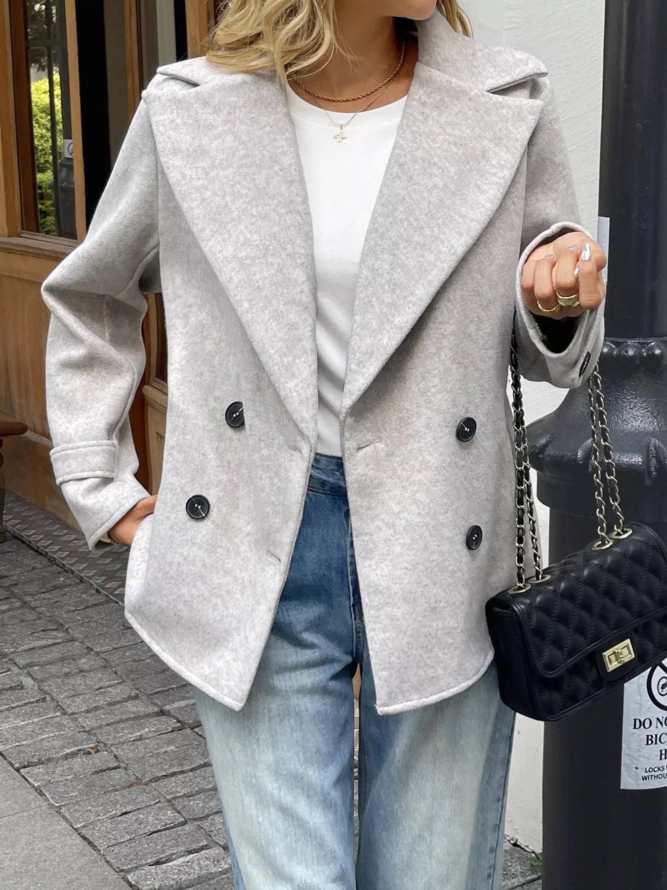 Wool Blend Double-Breasted Jacket Simply Love