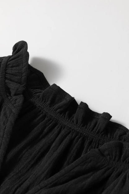Ruffled Shoulder Notched Shift Tank Top