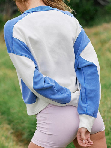 Colorblock round neck sweatshirt with long sleeves