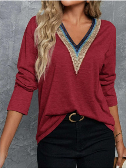 Chic v-neck long sleeve t-shirt