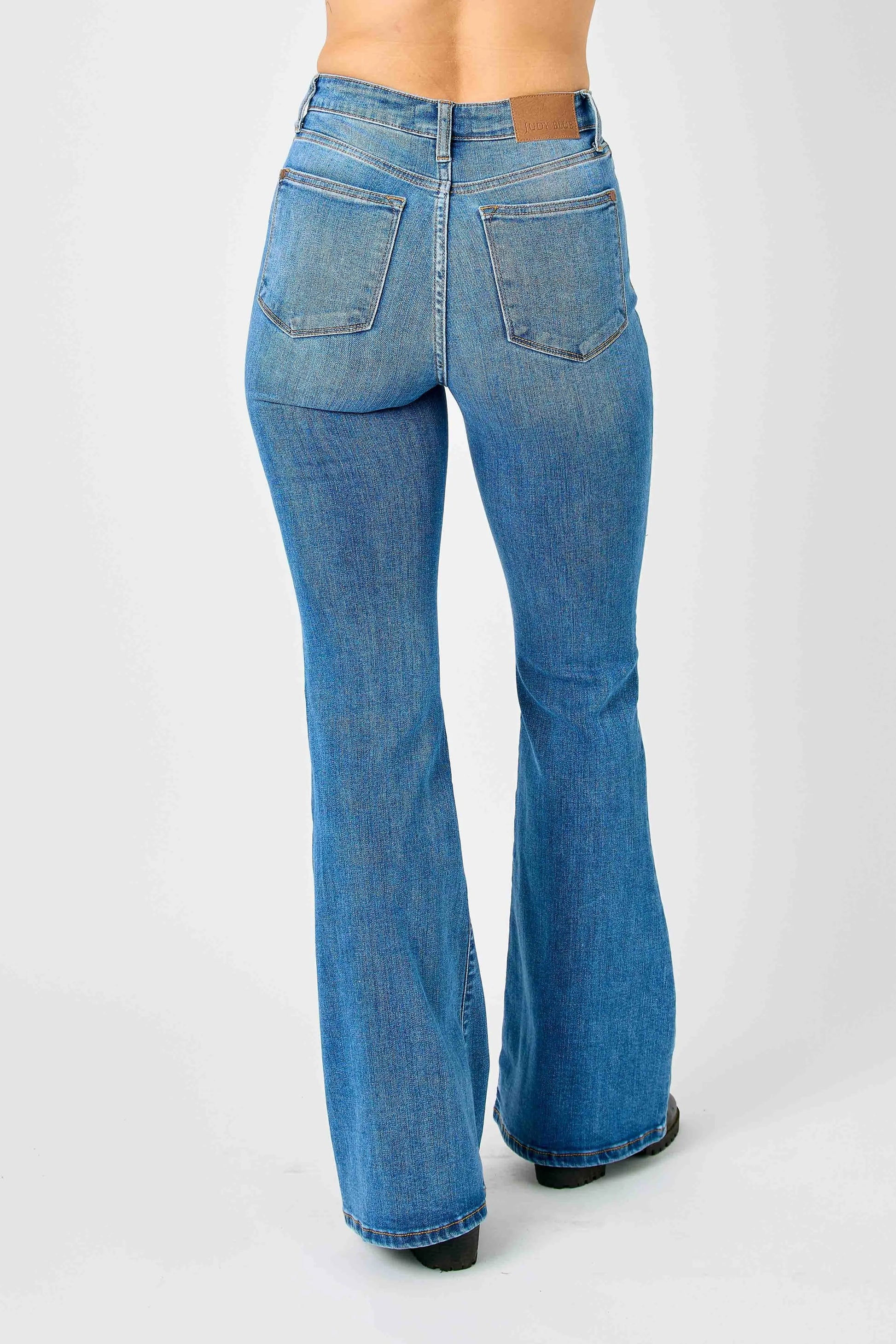 Judy Blue Plus Size High Waisted Classic Flare Jeans - Love Salve 
