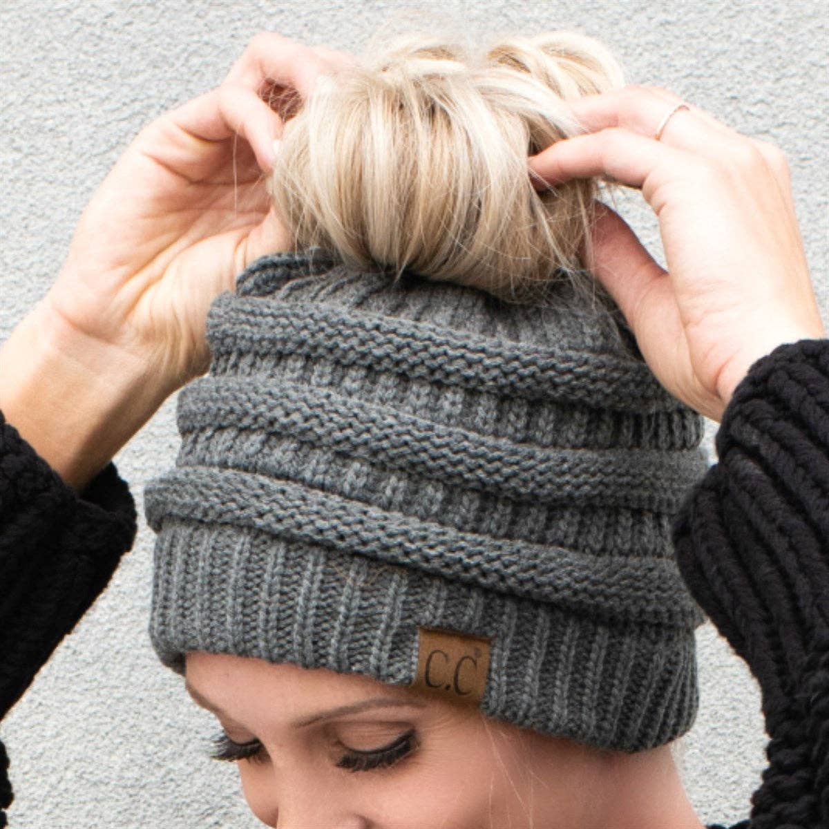 C.C Ponytail Beanie - Messy Bun & Ponytail Friendly Coco’s Tee Boutique