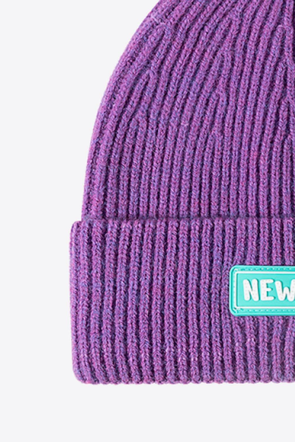 NEWYORK Patch Rib-Knit Cuffed Beanie.