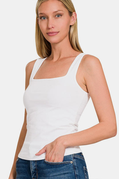 Zenana Square Neck Cropped Tank.