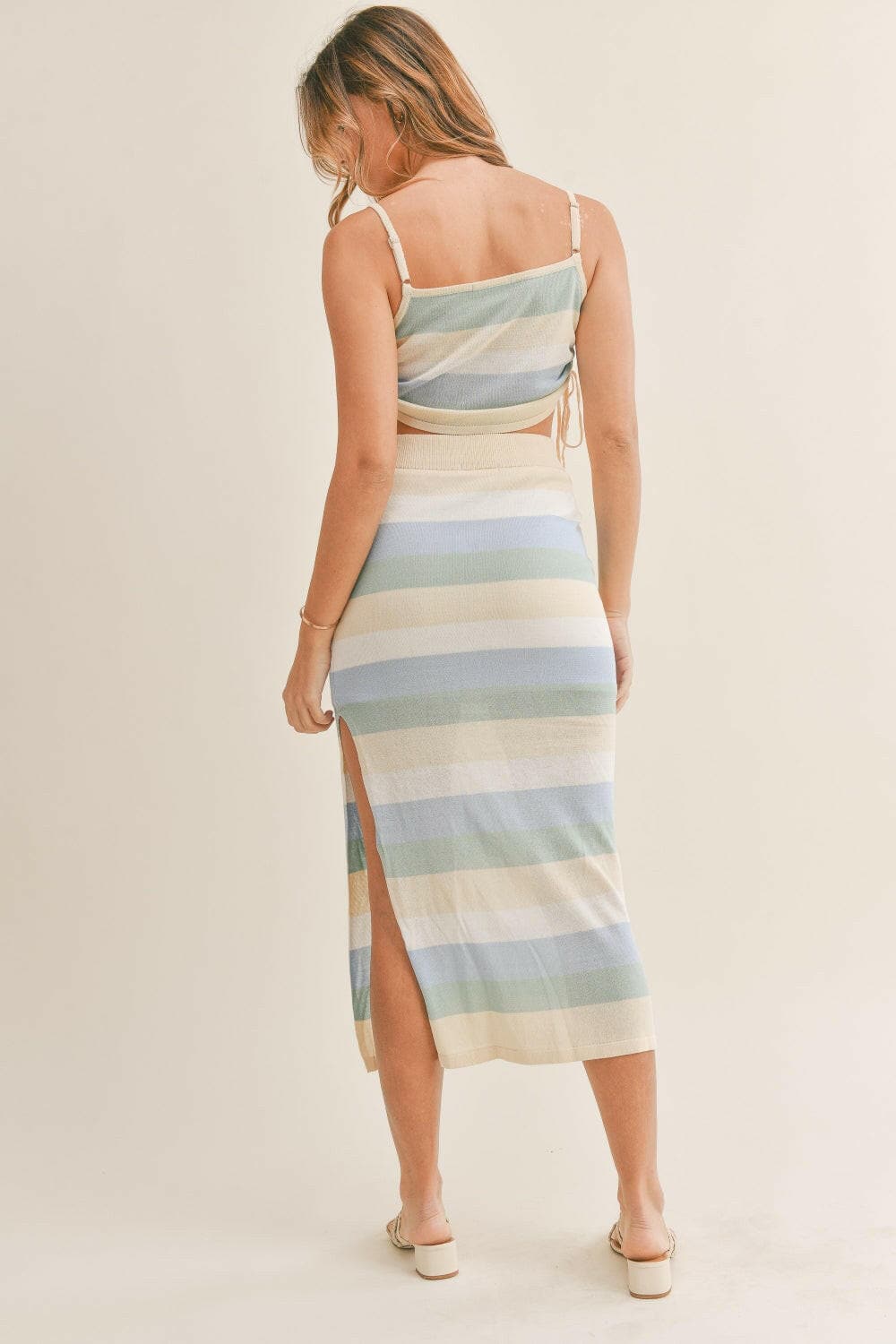 MABLE Striped Knit Cami and Midi Skirt Set.