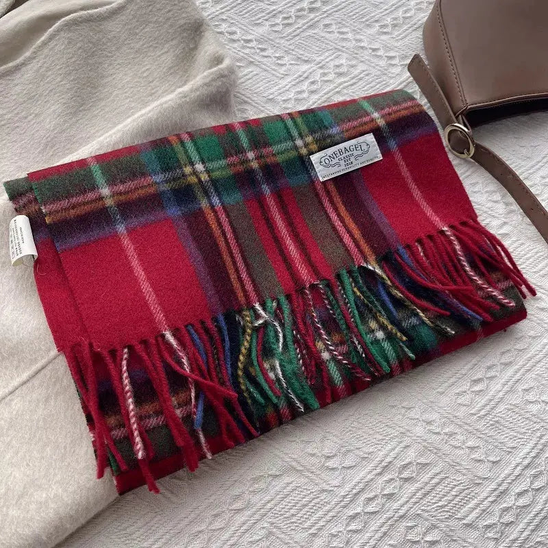 Wool Plaid Tassel Scarf Simply Love