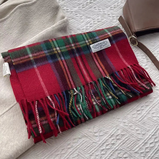 Wool Plaid Tassel Scarf Simply Love