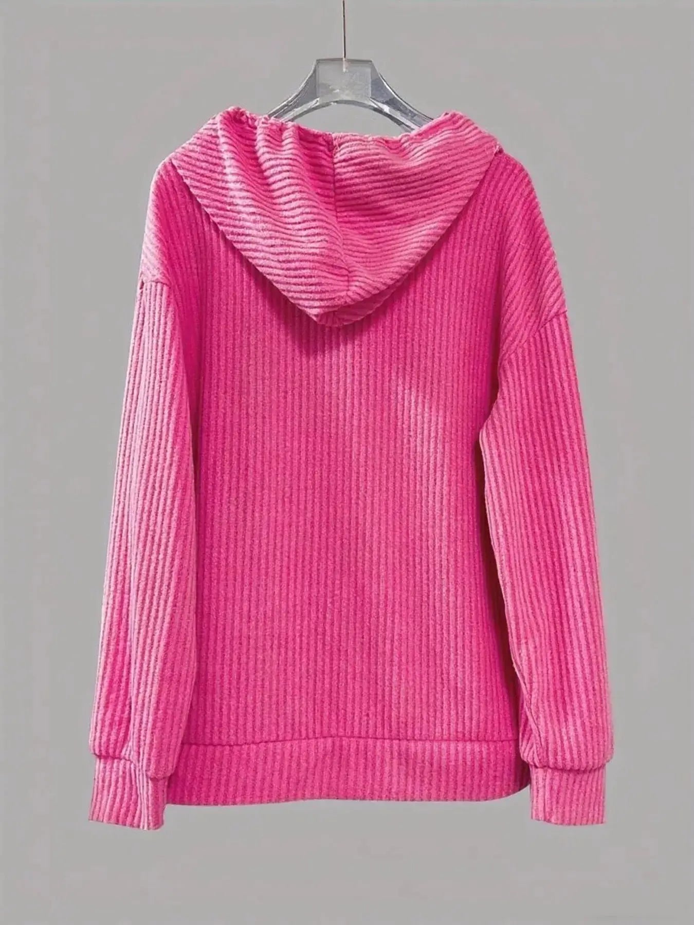 Button-Front Drawstring Hoodie Simply Love