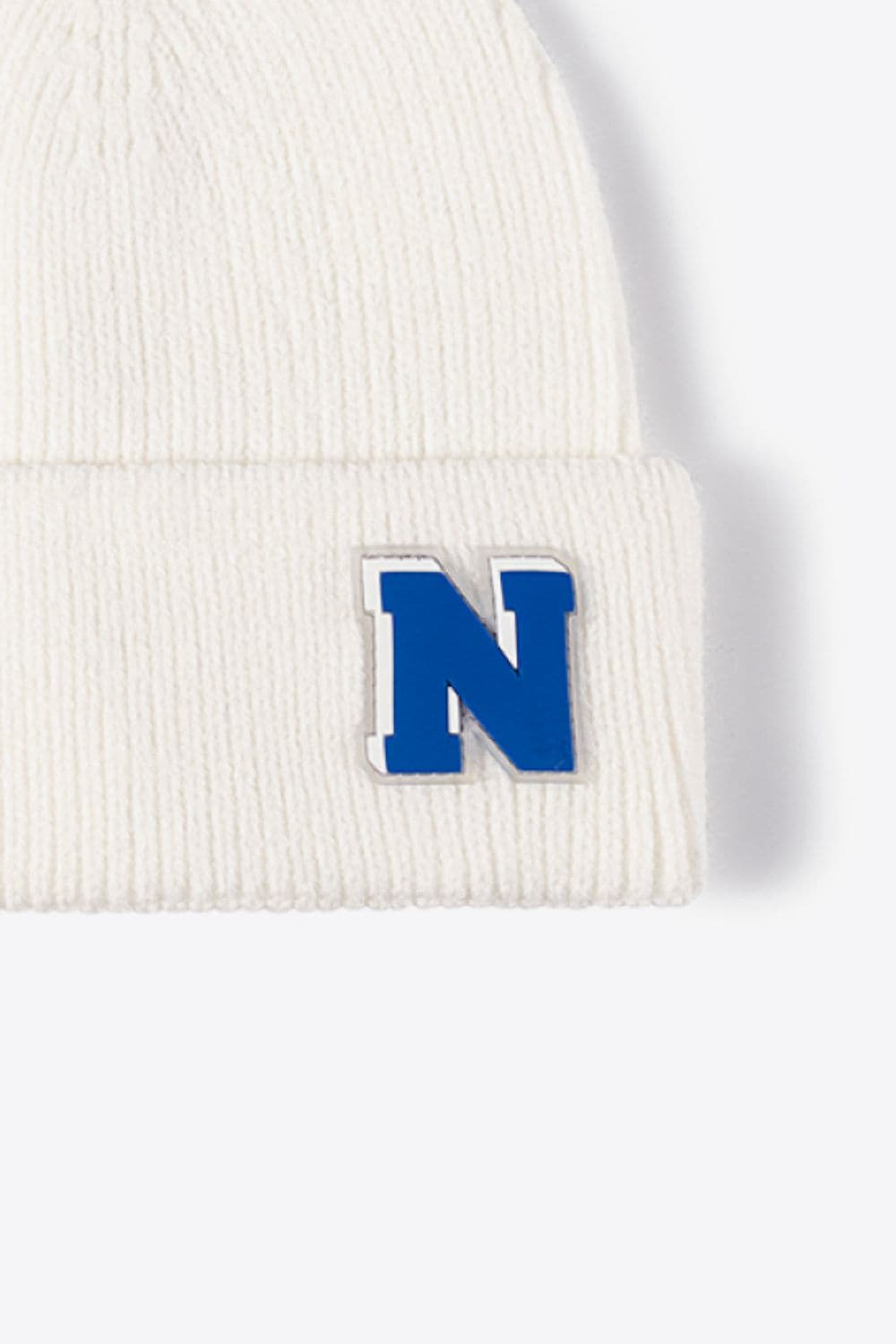 Letter N Patch Cuffed Knit Beanie.