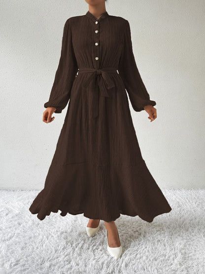 Tie Waist Long Sleeve Dress.