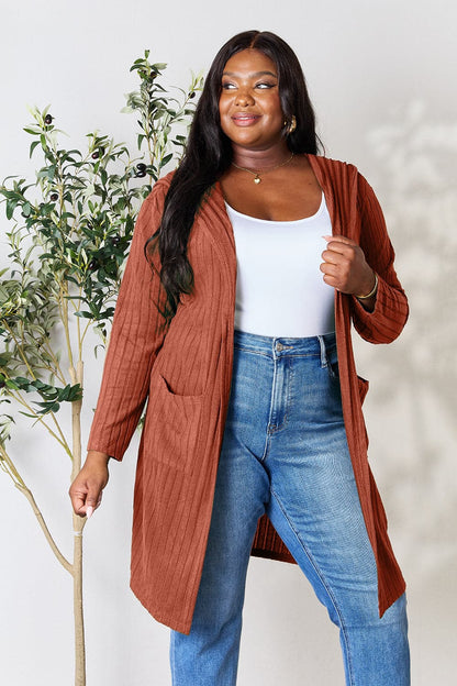 Basic Bae Full Size Hooded Sweater Cardigan.