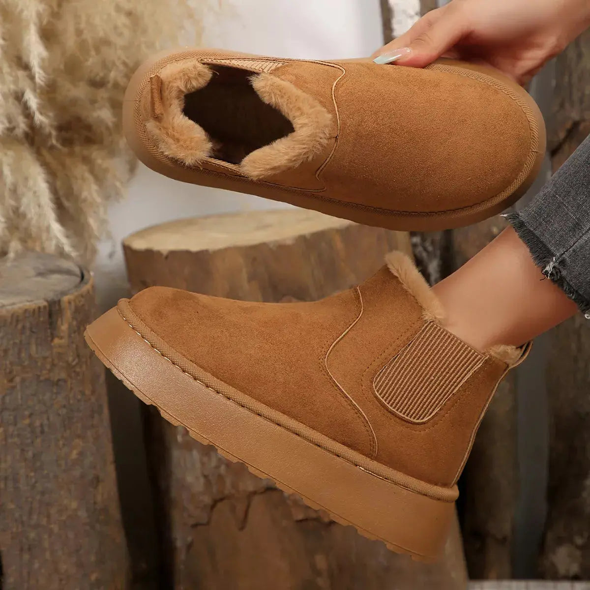 Fur Lining Platform Boots Simply Love