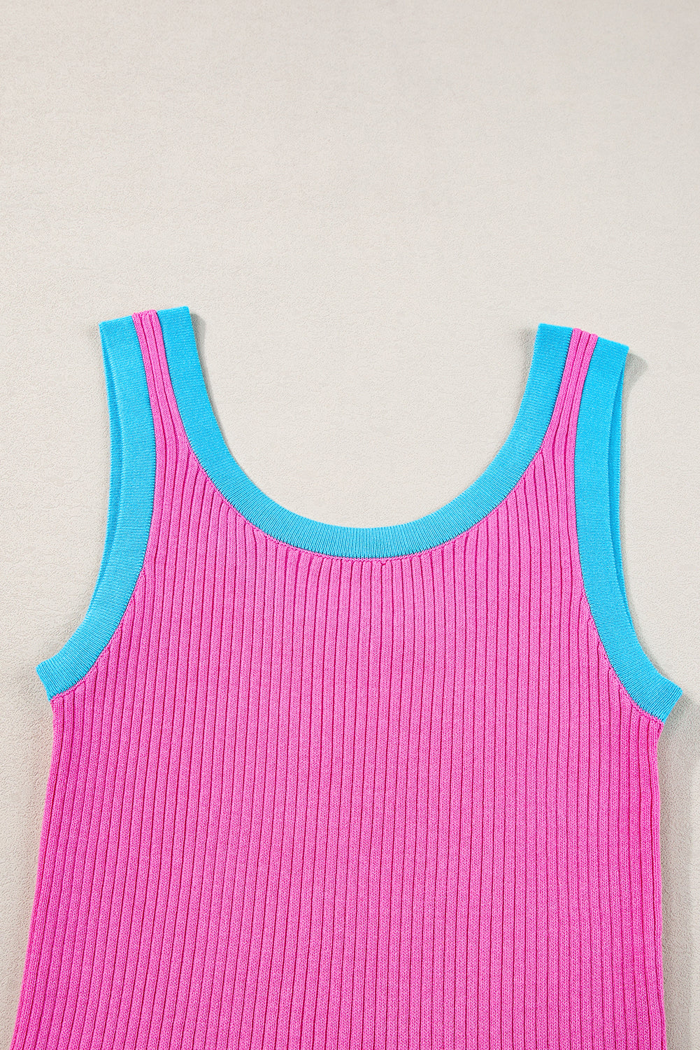 Trendy pink ribbed tank top