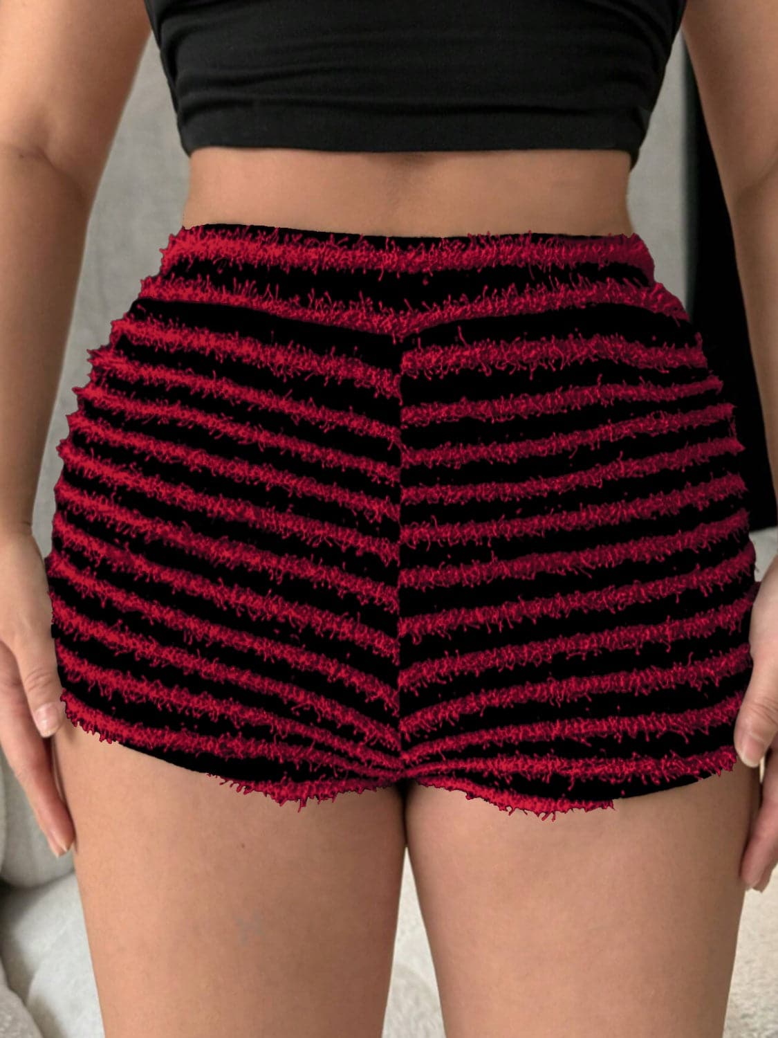 Striped High Waist Shorts.