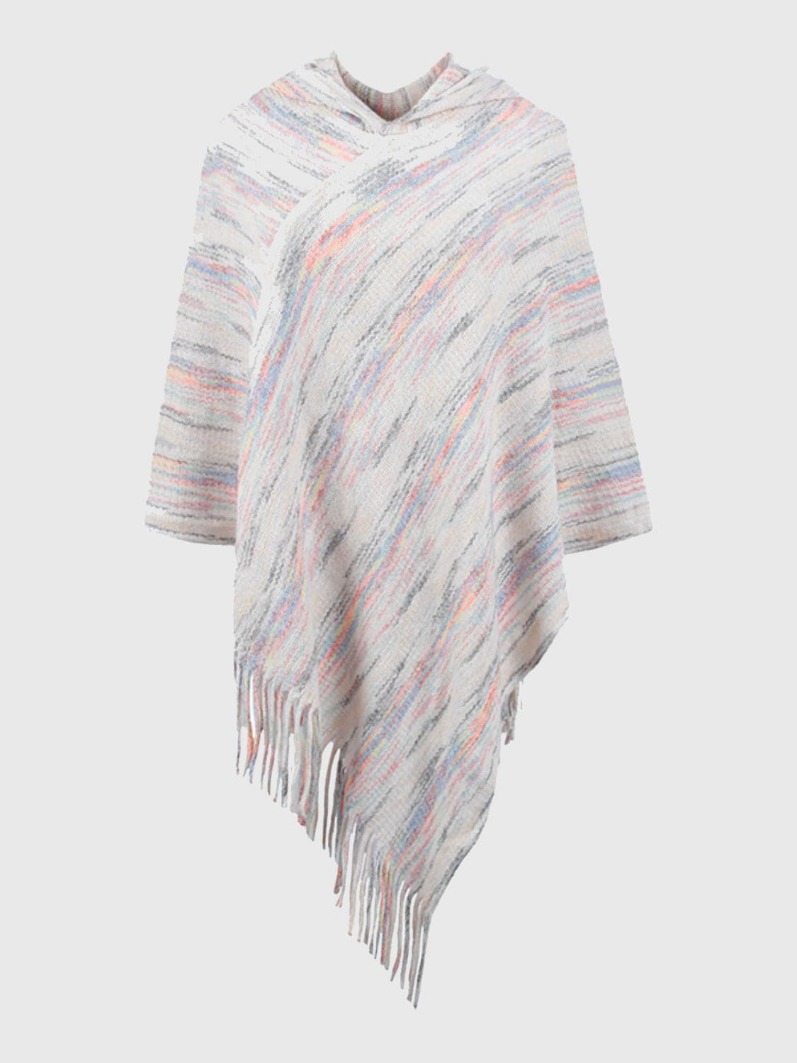 Fringe Hem Hooded Poncho.