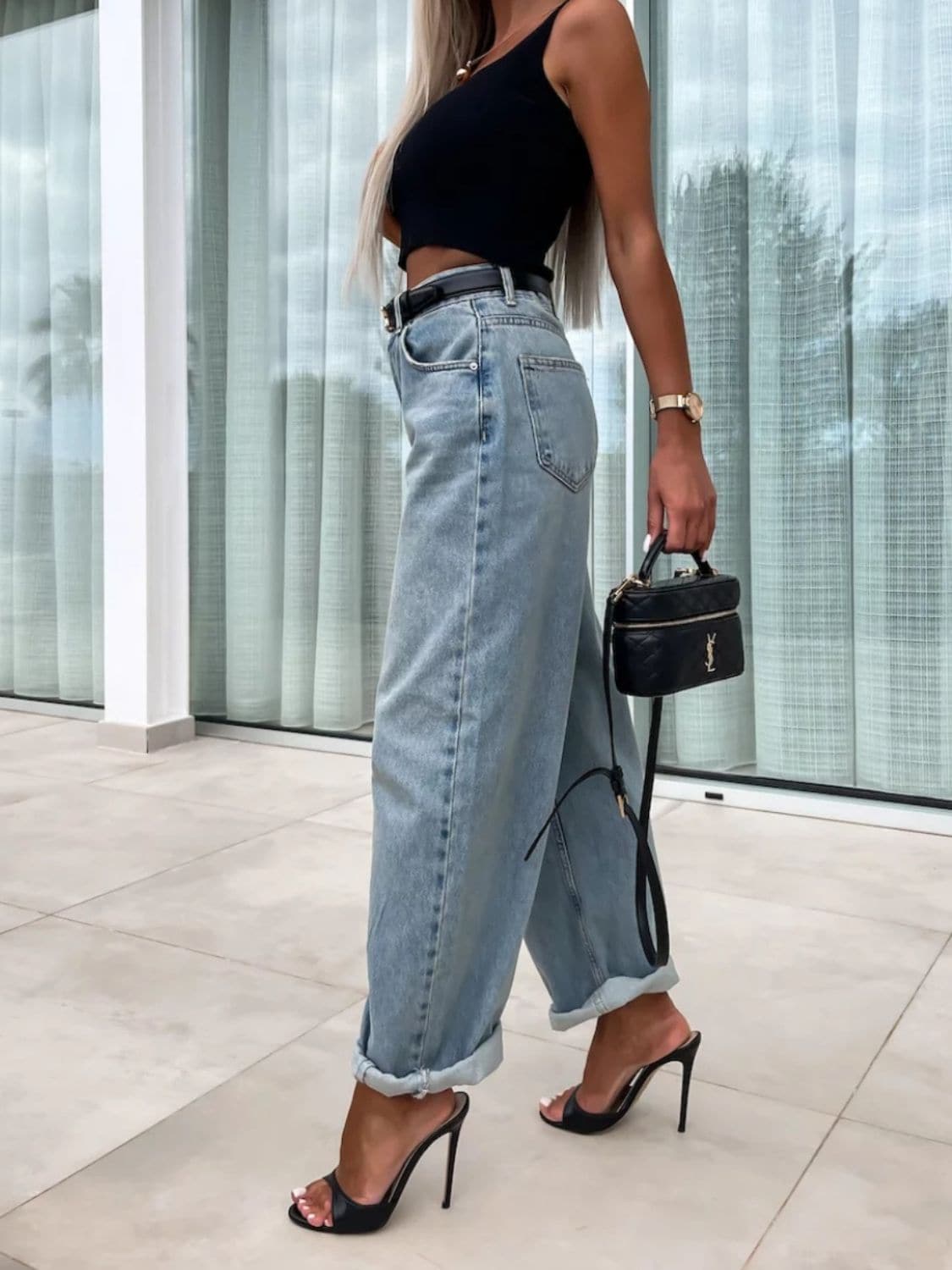 High Waist Wide Leg Jeans.