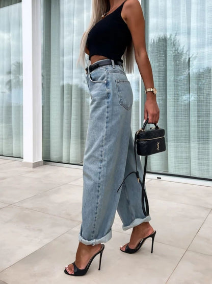 High Waist Wide Leg Jeans.