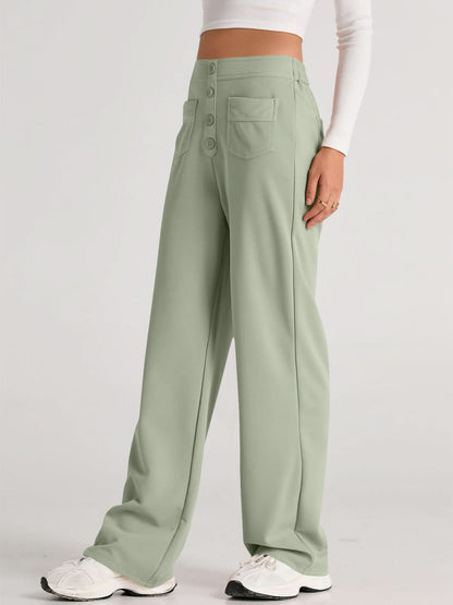 High Rise Wide Leg Trousers with Pockets