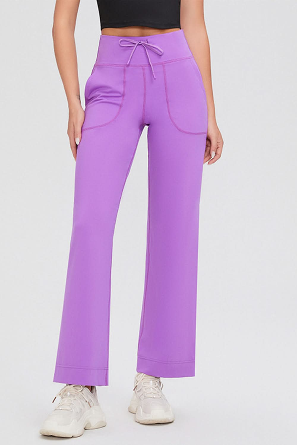 Essential Comfort Drawstring High Waist Pants with Pockets