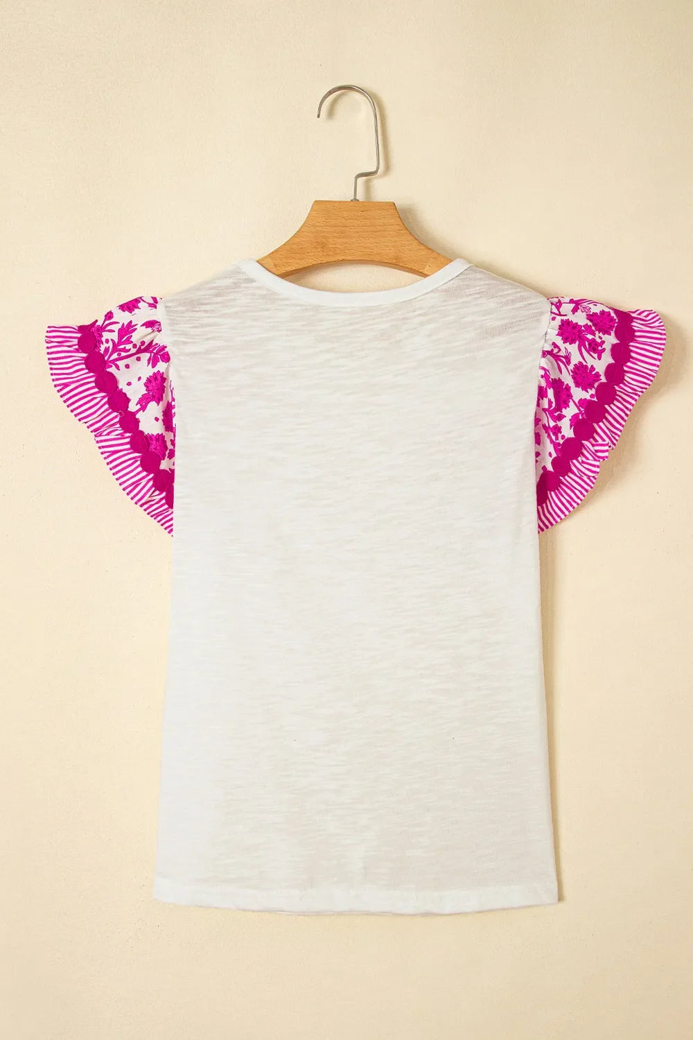 Ruffled Round Neck Cap Sleeve Blouse