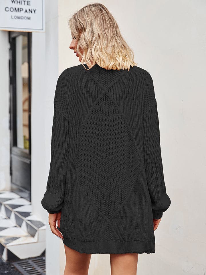 Cable-Knit Long Sleeve Cardigan.