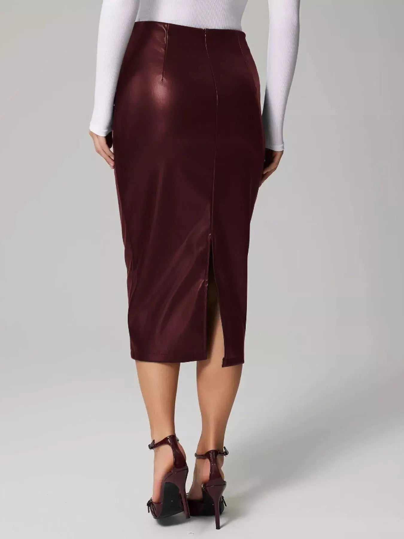 Slit Back Leather Skirt Simply Love
