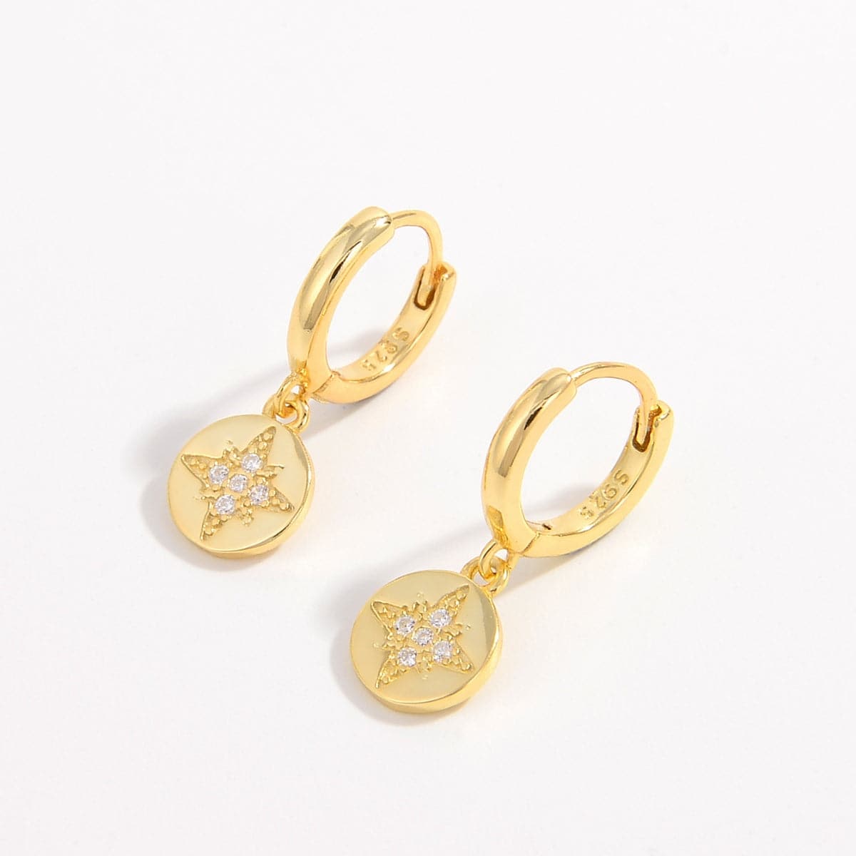 Elegant 18K gold-plated zircon earrings in 925 sterling silver