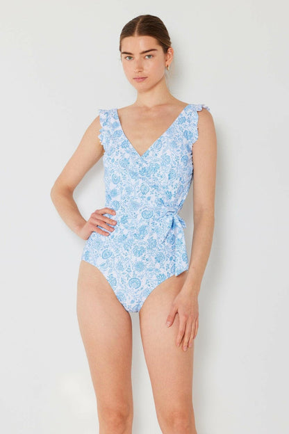 Marina West Swim Full Size Float Ruffle Faux Wrap One-Piece Swimsuit.