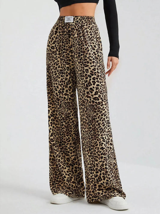 Full Size Leopard Print Wide Leg Pants Plus Size Simply Love