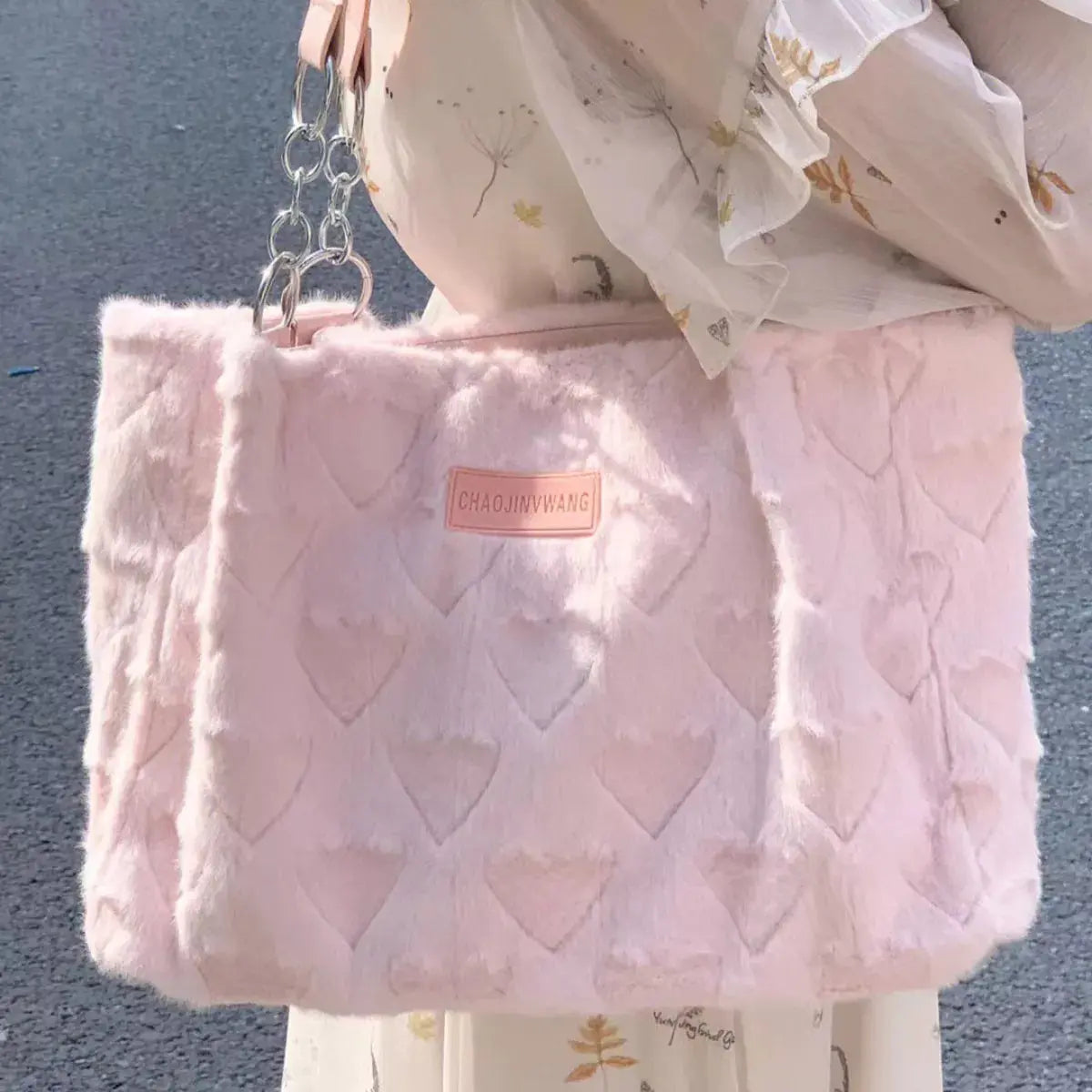 Fluffy Heart-Patterned Handbag Simply Love
