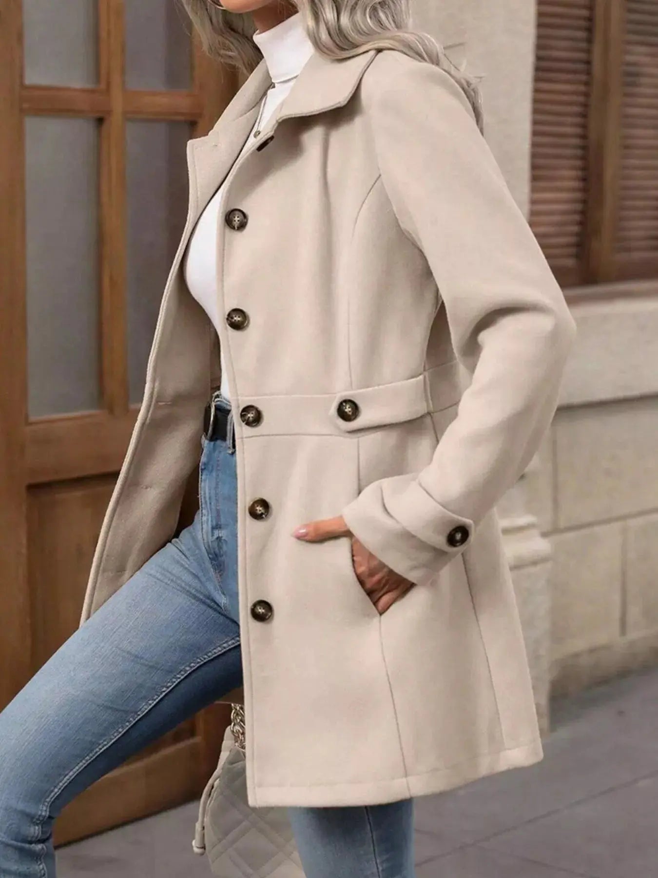 Button Up Long Sleeve Coat Simply Love