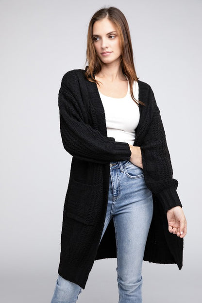 Twist knitted cardigan with pockets