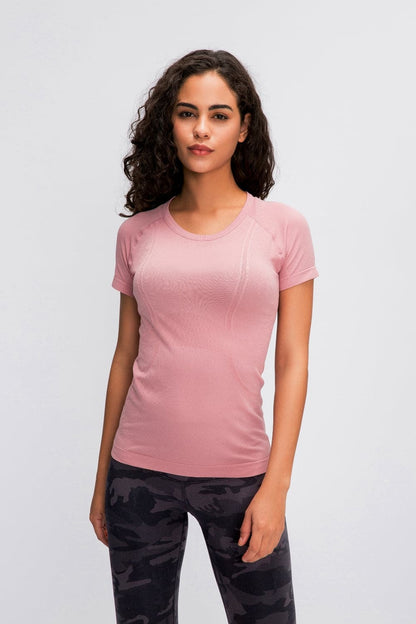 Round Neck Short Sleeve Active T-Shirt.