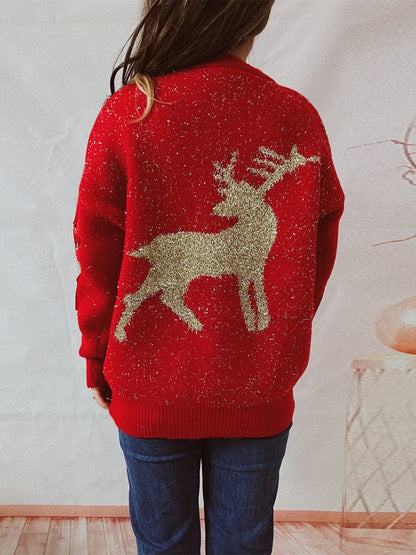 Reindeer Round Neck Long Sleeve Sweater.