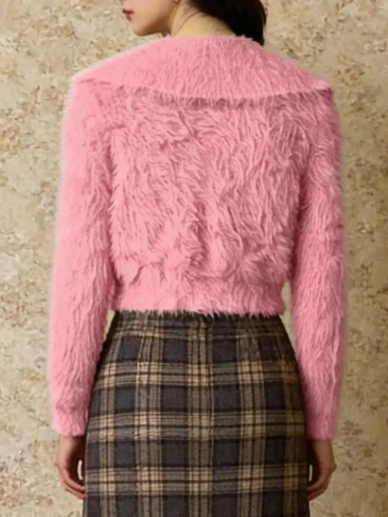 Fluffy Knit Zip-Up Outerwear Simply Love